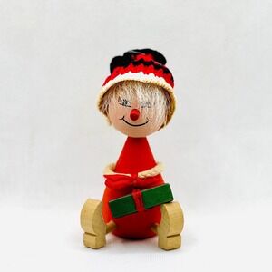 Vintage Wooden Swedish‎ Tomte Figure Christmas Decor Scandinavian Wood Figurine